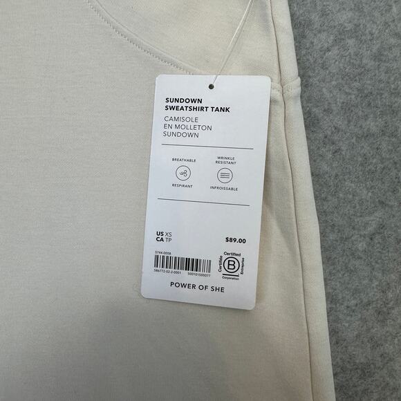 Athleta Sundown Sweatshirt Tank WMNS XS Cream Pullover Hoodie Breathable Stretch - Picture 6 of 6